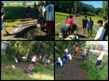 GOTONG-ROYONG PEMBUATAN LAPANGAN VOLLY PEDUKUHAN NGLORONG DI TANAH KAS DESA