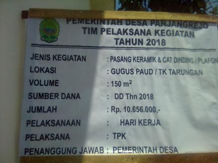 PEMASANGAN KERAMIK DAN PENGECATAN GUGUS PAUD DESA PANJANGREJO