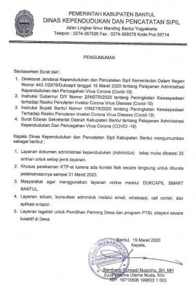 Pelayanan di Dinas Pendudukan dan Catatan Sipil