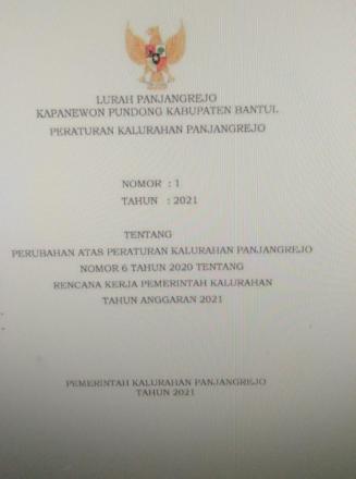 Peraturan Kalurahan No 1 Tahun 2021 