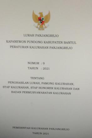 Peraturan Kalurahan No 9 Tahun 2021