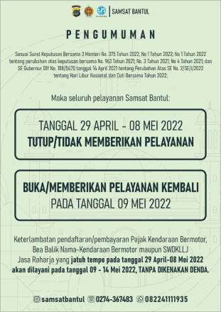 Pengumuman dari Samsat Bantul