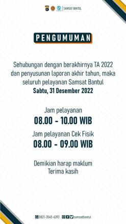 Pengumuman pelayanan Samsat Bantul