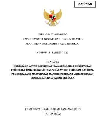 Peraturan Kalurahan No : 04 Tahun 2022