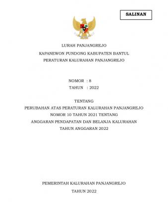 Peraturan Kalurahan No : 08 Tahun 2022