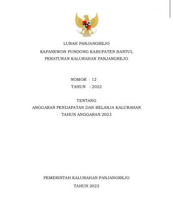 Peraturan Kalurahan No : 12  Tahun 2022