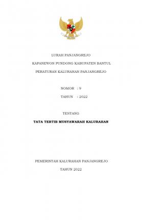 Peraturan Kalurahan No 09 Tahun 2022