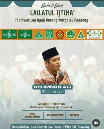 LAILATUL IJTIMA' Sholawat Lan Ngaji Bareng Warga NU Pundong di Masjid Ar-Rohman Kantongan, Badan, Ka