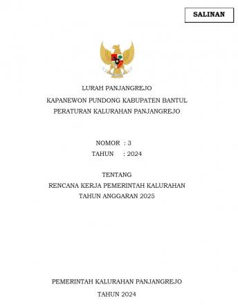 Peraturan Kalurahan Panjangrejo No 3 Tahun 2024