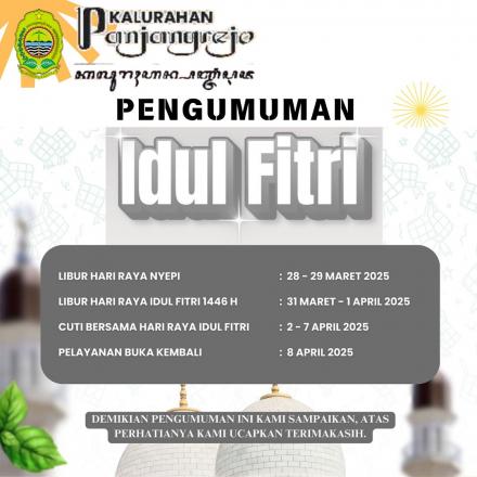 Pengumuman Cuti Bersama Pemerintah Kalurahan Panjangrejo