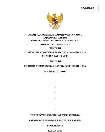 Peraturan Kalurahan Panjangrejo Nomor 2 Tahun 2025