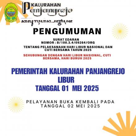 Pengumuman Libur Bersama 01 mei 2025