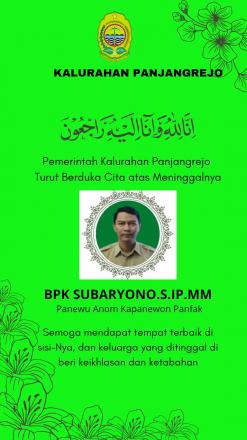 Turut Berduka Cita atas Meninggalnya BPK Subaryono