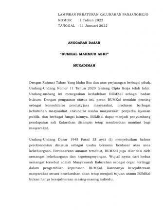 Anggaran Dasar BUMKal