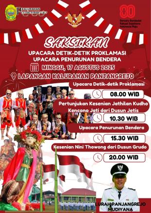 Saksikan Upacara HUT RI ke -80 di Lapangan  Kalurahan Panjangrejo