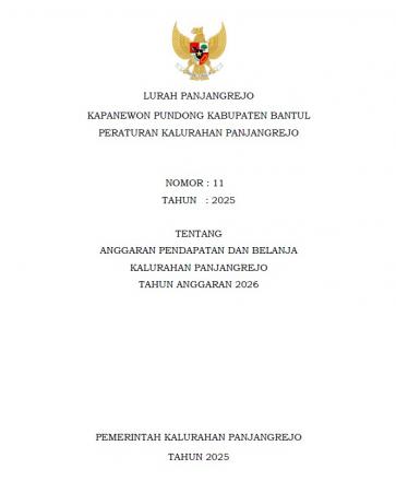 Peraturan Kalurahan Panjangrejo No 11 Tahun 2025