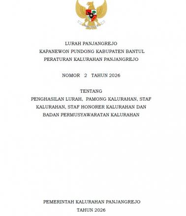 Peraturan Kalurahan Panjangrejo Nomor 2 Tahun 2026 