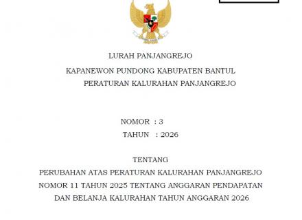 Peraturan Kalurahan Panjangrejo Nomor 3 Tahun 2026