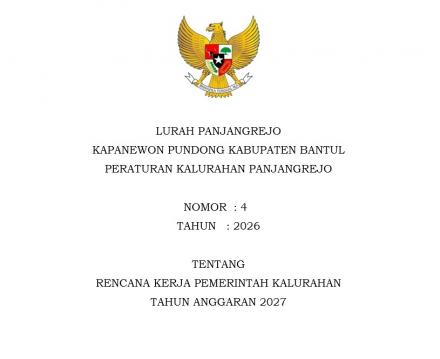 Peraturan Kalurahan Panjangrejo Nomor 4 Tahun 2026